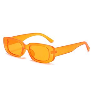 BUTABY anteojos de sol rectangulares para mujer, anteojos de conducción retro de los años 90, marco cuadrado estrecho, protección UV400, Orange Frame Orange Lens, M