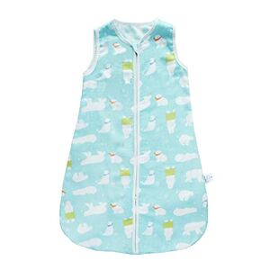 SINCERE Muslin Original 105% Cotton Swaddle Sleeping Sack Bag Baby Wearable Blankets(Blue Bear/M)