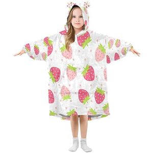 g319878581p785c832s1831 YETTASBIN Manta con capucha para niños, manta de franela suave y acogedora de gran tamaño con bolsillo, Strawberry, L(height 150-170cm)