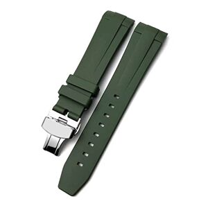FNDWJ Correa de reloj de silicona de goma de 19 mm, 20 mm, 21 mm, 21 mm, ajuste para Longines Conquest HydroConquest L3 impermeable, hebilla plegable (color: hebilla plegable verde, tamaño: 21 mm)