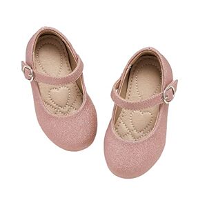3M ESTINE Mary Jane Zapatos planos para niñas y niñas pequeñas, con purpurina, 66t-rosa, 3 Big Kid