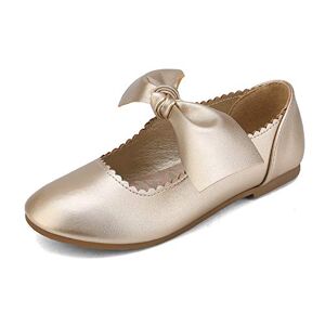 DREAM PAIRS Bailarinas Flats para Niñas Mary Jane Zapatos de Vestir (Bebé/Niño Pequeño/Niño Grande),Angie-5,Oro,24.5 cm