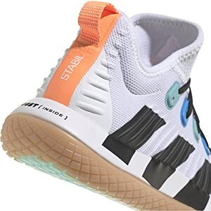 Adidas Stabil Next Gen Primeblue Zapatos anchos para interiores para mujer, Cloud White-core Black-beam Orange, 9 X-Wide
