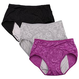 Las Menstrual período Briefs Jacquard fácil de limpiar Calzones Multi Pack US Tamaño XXS-XL/8, Dark, gray, purple; para mujer