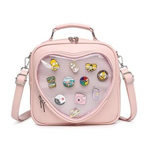 CHERRY SAUCE Ita Bag Multi-Purpose Backpack Crossbody Heart Purse Kawaii Pin Display Bag for Cosplay（CS2117-Pink
