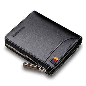 330J005L5A LAORENTOU portafolios de piel auténtica con bloqueo RFID para hombre, multitarjeta, cartera para hombre, Negro, Mediano