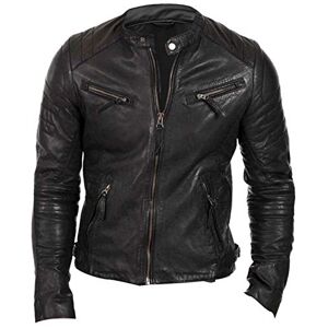 LP-FACON Mens Vintage Motorbike Black Rider Cafe Racer Biker Faux Leather Jacket
