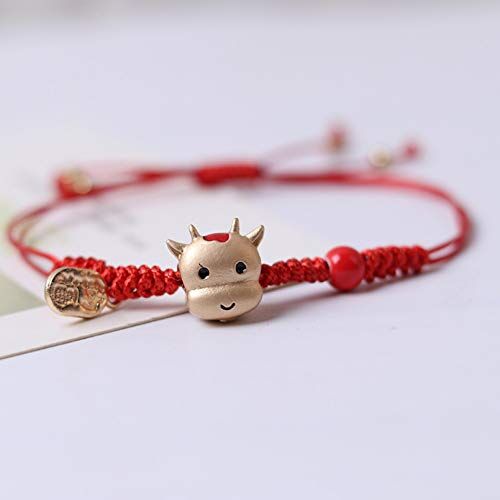 YIKOUQI Pulsera de Abalorios de Piedra roja, Pulseras de Mascota, joyería de Salud de la Suerte, Regalos de San Valentín