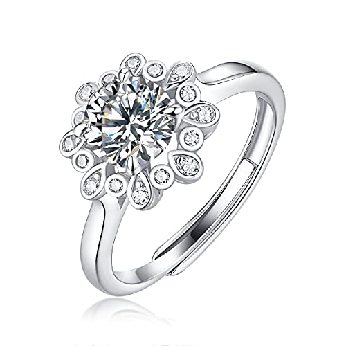 Yulaili Anillo de diamantes de moissanita estrellada para mujer, propuesta de boda, regalo de San Valentín, anillo de 1 quilate