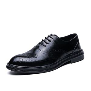 AIVERC Zapatos para hombre y hombre, zapatos de vestir, marca Brogue Oxfords para hombre de negocios, zapatos de oficina de poliuretano británico transpirables para hombre (color: negro, talla: 9.5)