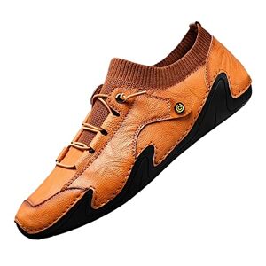 AIBOLO Zapatos de vestir para hombre, zapatos de hombre, zapatos casuales de piel, hechos a mano, zapatos de conducción transpirables, mocasines de diseñador para hombre, mocasines de moda (color: caoba, talla: 6.5)