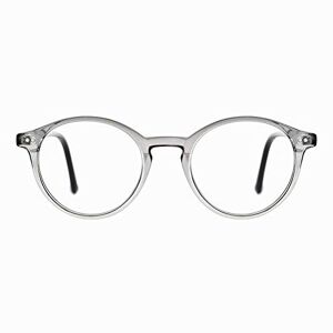 00098121AU01 TIJN anteojos de bloqueo de luz azul para hombres y mujeres, clásico, con montura redonda gruesa, 11. Gris transparente, M