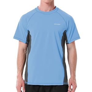 VAYAGER Camisas de natación para hombre, protección contra erupciones UPF 50+, camisetas de secado rápido, ajuste holgado, para surf acuático