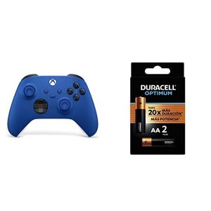 Microsoft Game Studios Control Inalámbrico Xbox Schock Blue + 2 Pilas AA Duracell Optimum de Alto Rendimiento