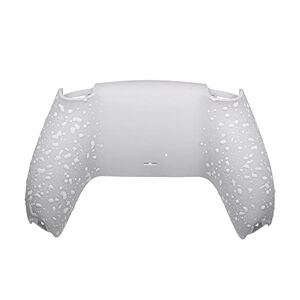 Textured Bottom Non-Slip Housing Bottom Shell for PS5 Controller, 3D Splashing Case Cover Replacement Parts for Playstation 5 Controller Controller NOT Included (White shell with White Splatter)
