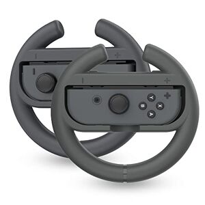 Nintendo TALK WORKS Steering Wheel Controller for Nintendo Switch 2 Pack Switch Racing Games Accessories Joy Con Controller Grip for Mario Kart Grey