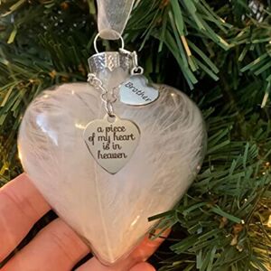 Angelia Clear Christmas Memorial Ornament, Christmas Ornaments Feather Ball, A Piece of My Heart is in Heavens Memorial, Heaven Ornament for Christmas Tree, Memorial Mom Father (B-Brother,1PCS)