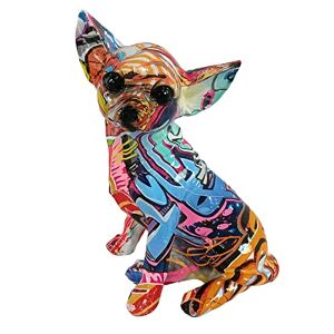 Generic Graffiti Pintado Chihuahua estatuilla Perro Escultura Creativa Colorida Resina Ornamento Animal Estatua decoración Perro figuritas decoración del, del Alfabeto