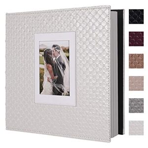 RECUTMS 60 páginas DIY álbum de fotos 4 x 6 5 x 7 8 x 10 fotos de piel sintética álbum de fotos de boda libro de fotos de bebé fotos de cualquier tamaño álbum de recortes (blanco)