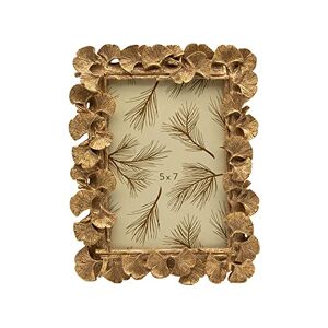 SYLVIA'S SHOP Marco de fotos clásico de 5 x 7 pulgadas, marco de fotos de hoja de ginkgo dorado antiguo, exhibición de mesa y decoración para colgar en la pared, hermosa galería de fotos antigua, decoración artística