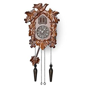 TIMEGEAR Reloj de cuco con modo nocturno, decoraciones talladas a mano y péndulo oscilante (café)