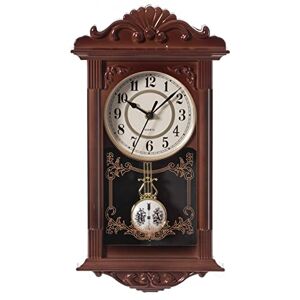 Clockswise QI004145.BN Reloj de Pared con diseño de péndulo de plástico para Sala de Estar, Cocina o Comedor, Color marrón