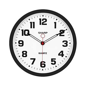 Sharp Reloj de pared de 30.48 cm, silencioso, sin tictac, moderno y elegante, de cuarzo, funciona con baterías, fácil de leer, negro mate