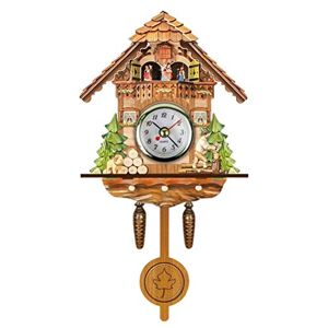 Hidyliu Reloj de pared con diseño de cuco de madera antigua, diseño de caseta de pájaros, decoración del hogar, reloj de cuco colgante, campana oscilante automática, péndulo, decoración del hogar