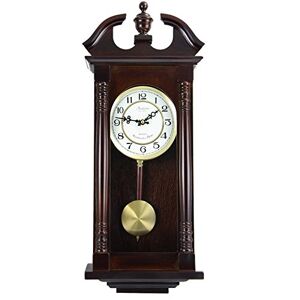 Bedford Clock Collection Reloj de Pared clásico con péndulo oscilante en Acabado de Roble Cerezo, 4.7 Pulgadas de Largo x 11.7 Pulgadas de Ancho x 27.5 Pulgadas de Alto