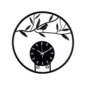 FMOPQ Wall Clock Silent Metal Bird Leaf Ticking Quality Round Quartz Battery Operated Round for Living Room Bedroom Home Kitchen School Classroom Classical Office Decor (Size : 68cm)