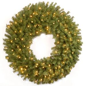 National Tree Company Corona de Navidad Artificial preiluminada, Verde, Abeto de Norwood, Luces Blancas, colección de Navidad, 30 Pulgadas