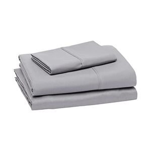 Amazon Basics Juego de sábanas de microfibra ligera y súper suave de fácil cuidado con bolsillos de 14 pulgadas de profundidad, individual, gris oscuro