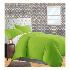 CELINE LINEN Wrinkle & Fade Resistant 2-Piece Duvet Cover Set Protects and Covers your Comforter / Duvet Insert, 1500 Series LUXURIOUS 100% HypoAllergenic Silky Soft, Twin/Twin XL, Lime