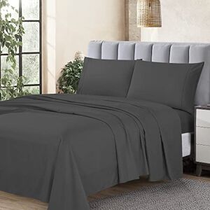Cathay Home Home Basics Ultra Soft Brushed 3 Piece Microfiber 90GSM Sheet Set Hypoallergenic Soild Sheet Set Twin Gray