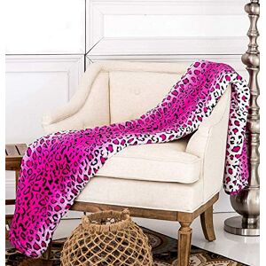 JS HOME Manta de Piel de Leopardo Rosa tamaño Queen Super Suave, (80 x 80 Pulgadas)