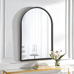 ZMYCZ Espejo de pared arqueado, espejo de arco negro, espejo montado en la pared del baño, espejo superior arqueado, espejos de ventana de cambiador para pared, espejo de maquillaje con marco de metal para sala de estar, recámara, entrada (24 x 38 pulgadas)
