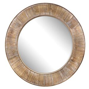 Barnyard Designs 31.5" Round Decorative Wall Hanging Mirror, Large Wooden Circle Frame, Rustic Distressed Wood Farmhouse Mirror for Bedroom, Bathroom or Living Room Wall Decor, Brown