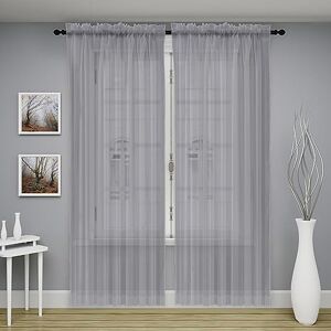 Oakias 2 paneles de cortinas traslúcidas, color gris, 137 x 213 cm cada uno, cortinas de gasa para salas de estar y habitaciones