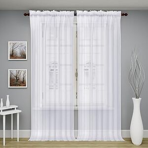 Oakias 2 paneles de cortinas traslúcidas, color blanco, 137 x 244 cm cada uno, cortinas de gasa para salas de estar y habitaciones