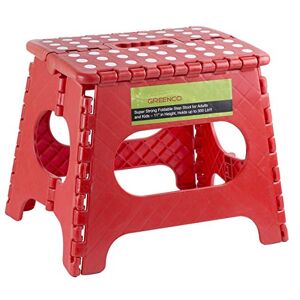 Greenco 0050C Super Strong Foldable Step Stool for Adults and Kids, 11", Red