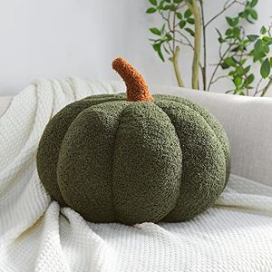 Mixdameny Almohadas de calabaza, almohada de otoño de Halloween, cojín de felpa en forma de calabaza, almohada decorativa en forma de calabaza para otoño, cojín con forma bonita (verde claro, 11 pulgadas)
