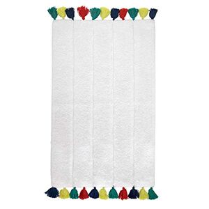 iDesign Tassel Cotton Bath Mat, Shower Accent Rug for Master, Guest, and Kids' Bathroom, 21" x 34", White and Multicolor
