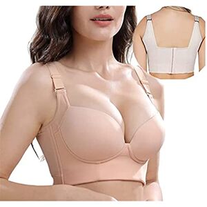 SHAHDEN Women Push Up Sports Bra Deep Cup Full Back Incorporated Coverage Hide Back Fat Bra with Shapewear (Nude,M)
