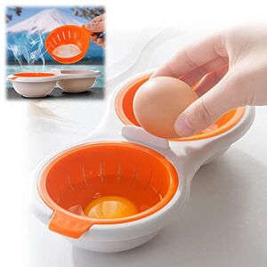 Assote Microwave Eggs Poacher, Edible Silicone Drain Egg Boiler Set, Double Layer 2 Cavity Egg Cups for Boiled Eggs, Draining Egg Boiler Set Make Boiled Eggs Easy (Orange)