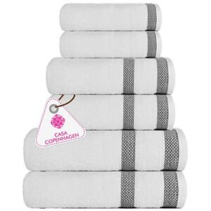 CASA COPENHAGEN Solitaire Designed in Dinamarca, juego de 6 toallas de algodón egipcio decorativas, para cocina y baño, incluye 2 toallas de baño, 2 toallas de mano, 2 toallas de baño, 2 toallas de baño, 2 toallas de baño, 2 toallas de mano, 2 toallas de ...