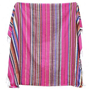 eccbox Manta de serape mexicano grande de 84 x 59 pulgadas con varios colores brillantes, mantel mexicano para decoraciones de fiesta de boda mexicana (rojo rosa jacquard)