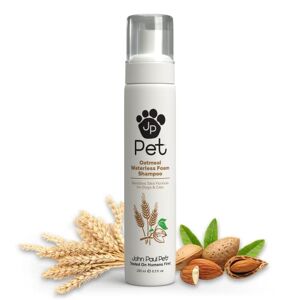 John Paul Pet Oatmeal Waterless foam Shampoo for Dogs & Cats, Sensitive Skin Formula, 8.8 oz