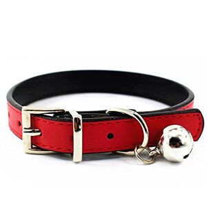 JIngwy Collar para mascotas con hebilla de metal con cascabel para gatos o cachorros, color blanco/negro/rojo/rosa/azul/marrón (M (cuello), rojo)