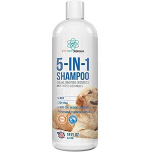 PET CARE Sciences Dog Shampoo, Naturally Derived Dog and Puppy Shampoo and Conditioner, 5 in 1 Formula with Coconut, Aloe and Oatmeal, Tear Free Dog Shampoo for Sensitive Skin, Made in The USA,16 floz