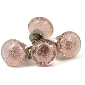 owlKraft Door knobs Set of 6 pink bubble glass knobs Round Shaped pink knobs pink crystal glass knob cabinet knobs drawer knobs door knobs Handle Knobs